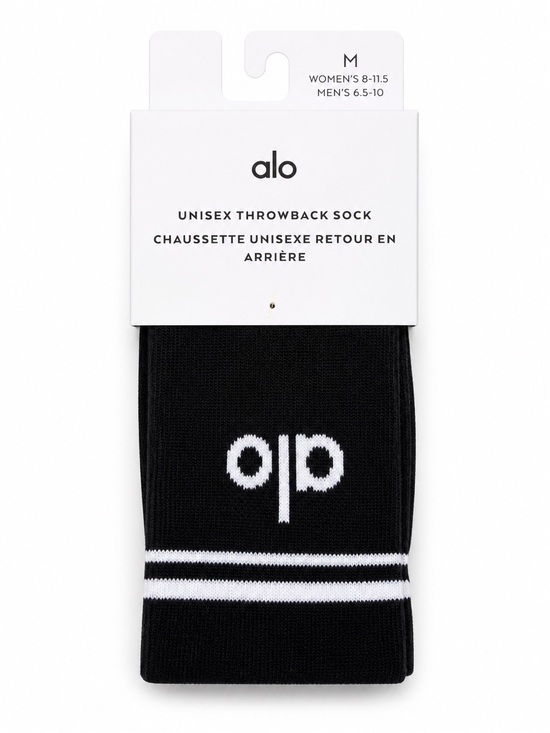 ALO Yoga Accessories - Alo Yoga Black Throwback Crew Socks M Unisex Black White Athletic Crew NWOT